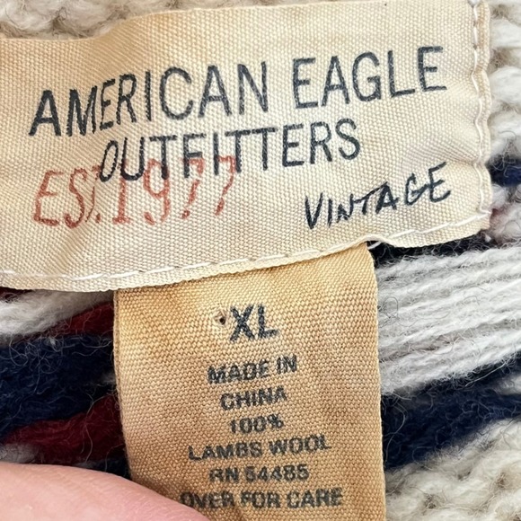American‎ Eagle Outfitters Wool Pullover Sweater Men's  XL Beige Nordic - Picture 3 of 3